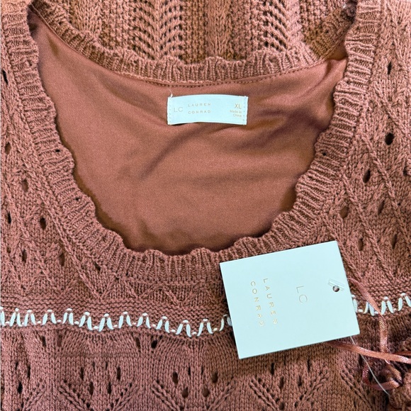 Sleeveless Crochet Midi Knit Dress. Burnt Orange Size XL Indie, Boho (NWT) - Picture 5 of 7